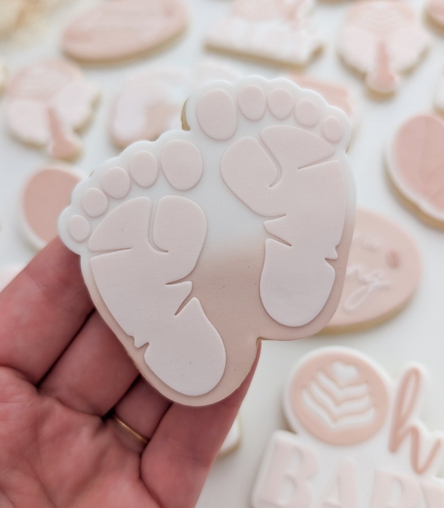 baby feet footprints kids baby shower pregnant mama mum mothers day cookie stamp cookie cutter stampandimpress