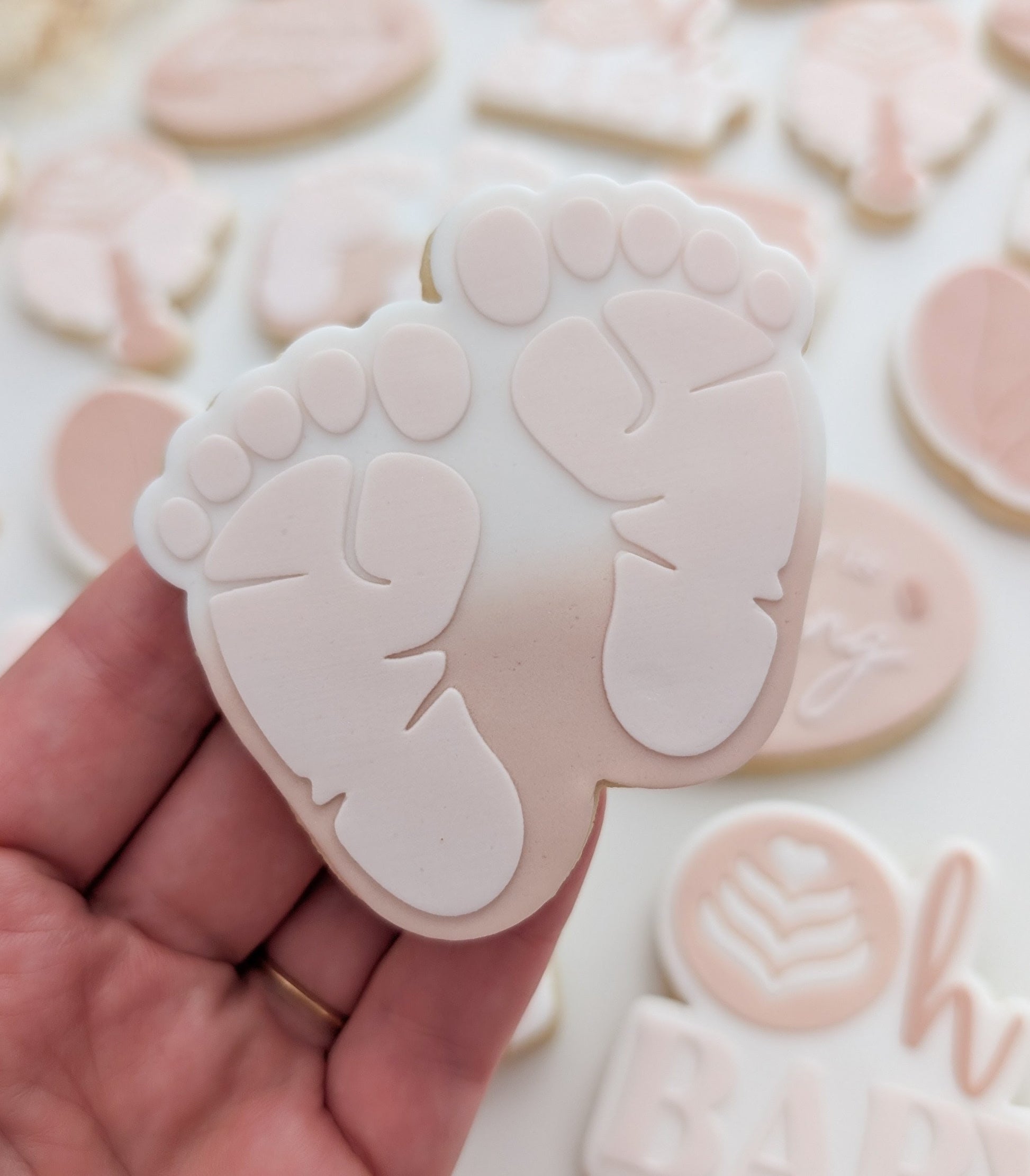 baby feet footprints kids baby shower pregnant mama mum mothers day cookie stamp cookie cutter stampandimpress