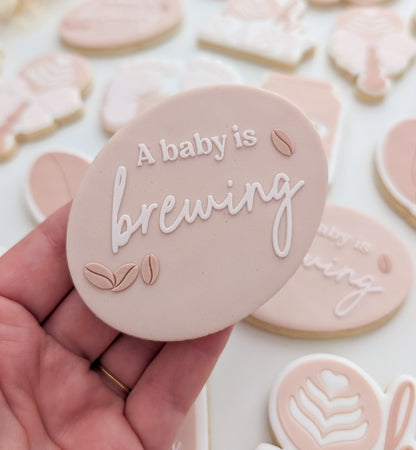 Oh baby coffee up coffee beans little bean coffee rattle a baby is brewing espresso baby shower cookie stamp cookie cutter stampandimpress