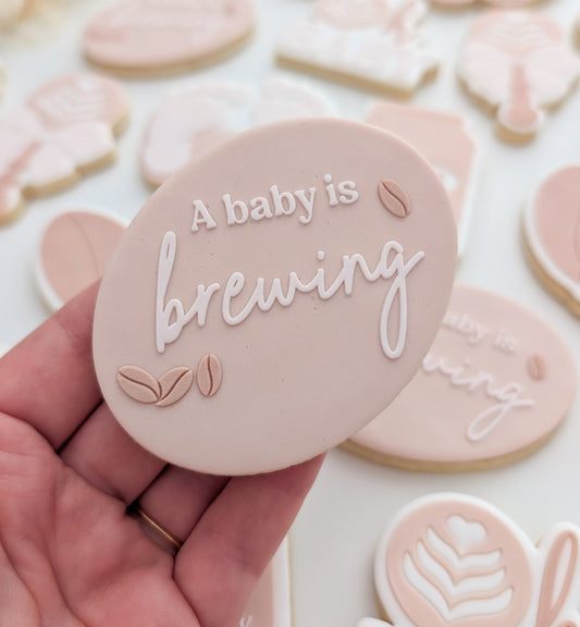 Oh baby coffee up coffee beans little bean coffee rattle a baby is brewing espresso baby shower cookie stamp cookie cutter stampandimpress