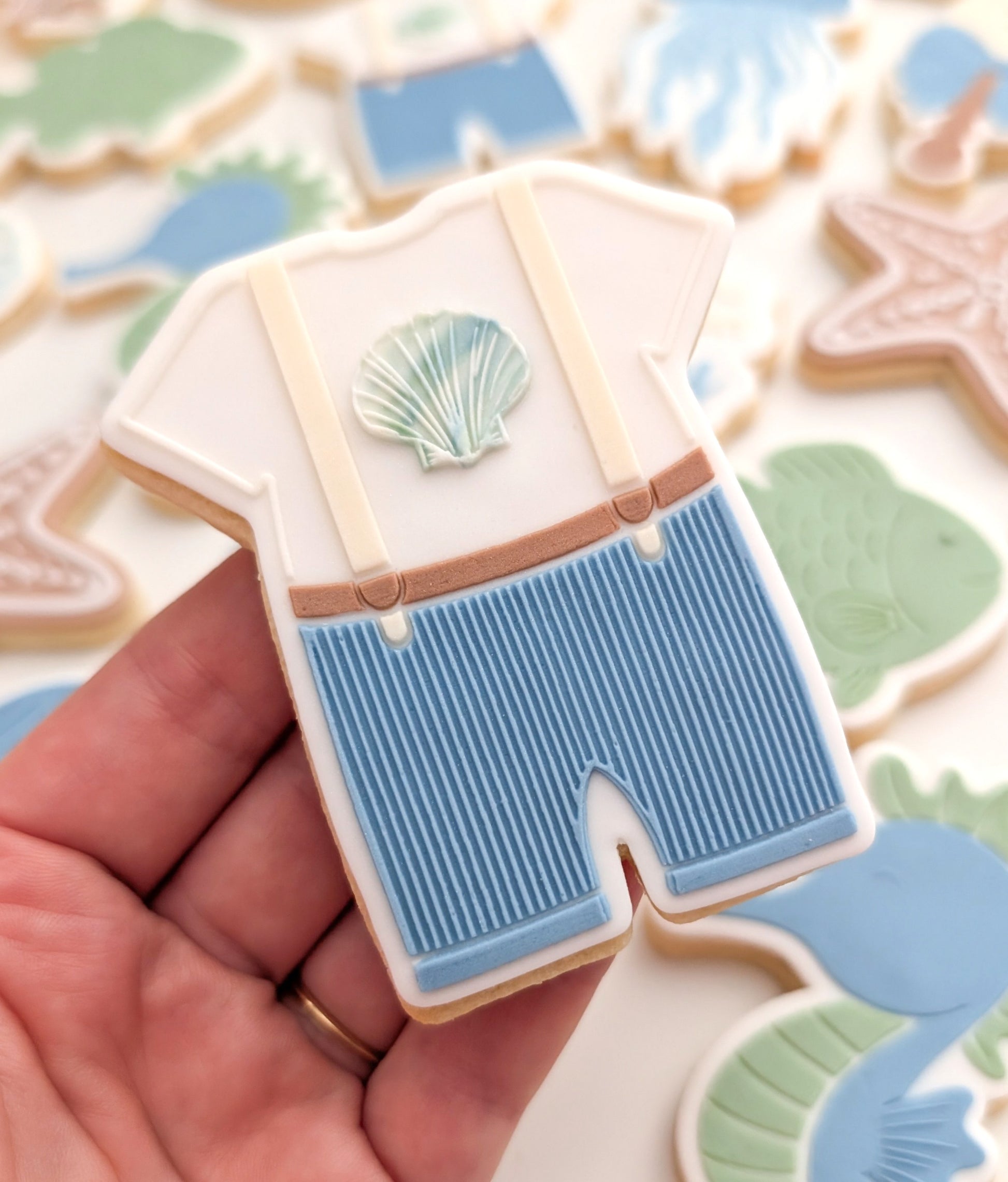 sand dollar shell sea creature under the sea sea you soon baby rattle seahorse jellyfish fish starfish clam shell ocean beach cookie stamp cookie cutter stampandimpress fondant debosser