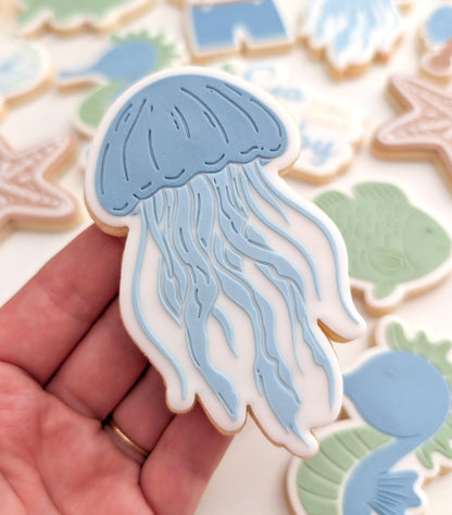 sand dollar shell sea creature under the sea sea you soon baby rattle seahorse jellyfish fish starfish clam shell ocean beach cookie stamp cookie cutter stampandimpress fondant debosser