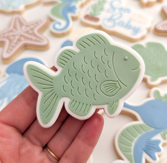 sand dollar shell sea creature under the sea sea you soon baby rattle seahorse jellyfish fish starfish clam shell ocean beach cookie stamp cookie cutter stampandimpress fondant debosser