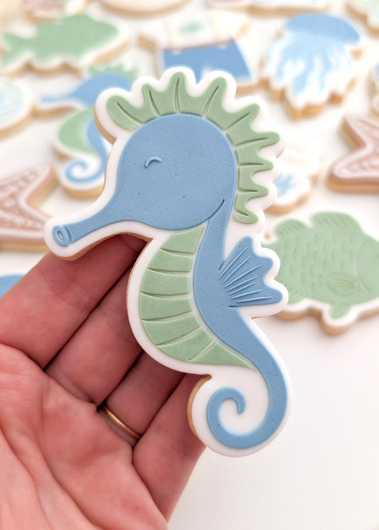 sand dollar shell sea creature under the sea sea you soon baby rattle seahorse jellyfish fish starfish clam shell ocean beach cookie stamp cookie cutter stampandimpress fondant debosser
