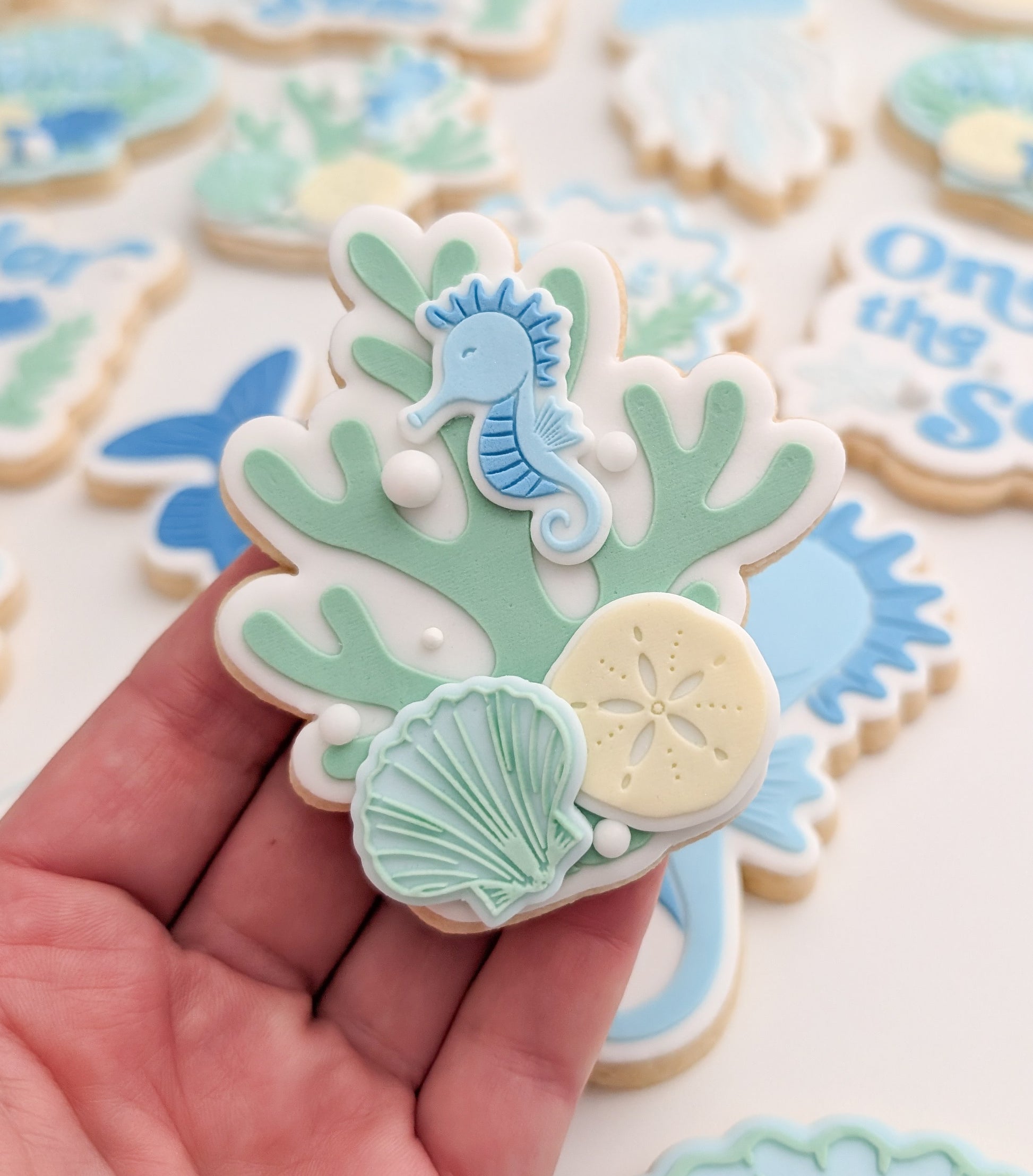coral seaweed under the sea oneder the sea sea you soon baby seahorse starfish sand dollar clam shell cookie stamp cookie cutter stampandimpress coral