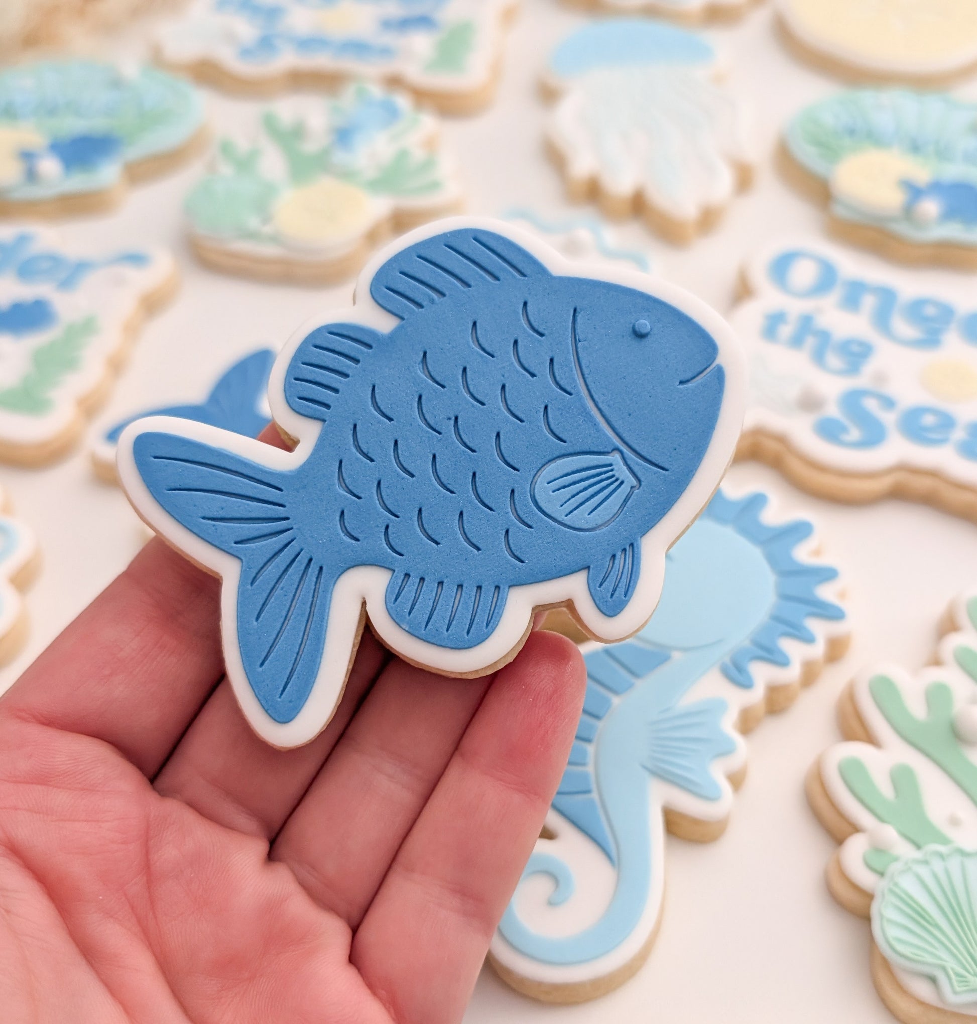 coral seaweed under the sea oneder the sea sea you soon baby seahorse starfish sand dollar clam shell cookie stamp cookie cutter stampandimpress fish