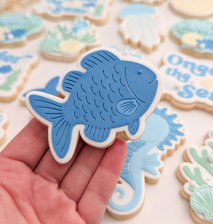 coral seaweed under the sea oneder the sea sea you soon baby seahorse starfish sand dollar clam shell cookie stamp cookie cutter stampandimpress fish