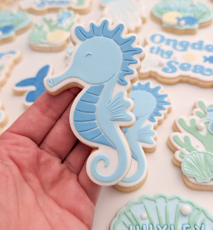 coral seaweed under the sea oneder the sea sea you soon baby seahorse starfish sand dollar clam shell cookie stamp cookie cutter stampandimpress seahorse