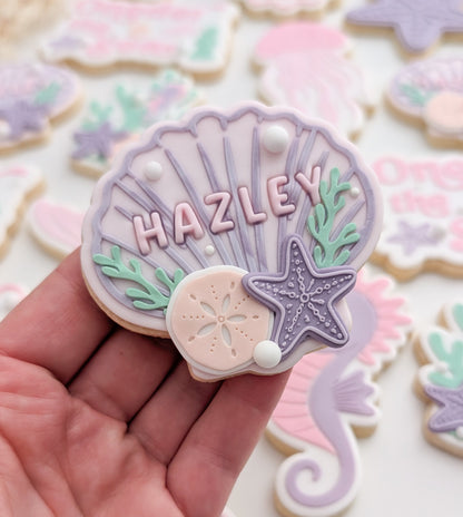 coral seaweed under the sea oneder the sea sea you soon baby seahorse starfish sand dollar clam shell cookie stamp cookie cutter stampandimpress