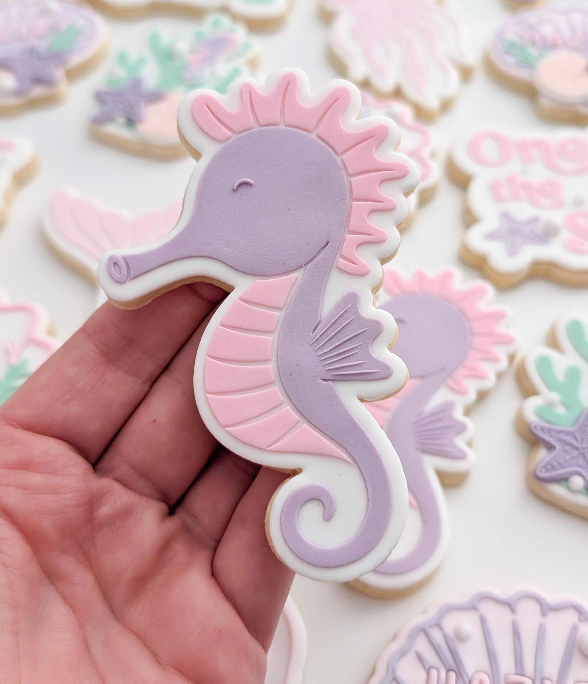 coral seaweed under the sea oneder the sea sea you soon baby seahorse starfish sand dollar clam shell cookie stamp cookie cutter stampandimpress seahorse