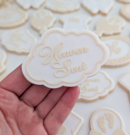 cloud heaven sent baby shower cookie stamp cookie cutter stampandimpress