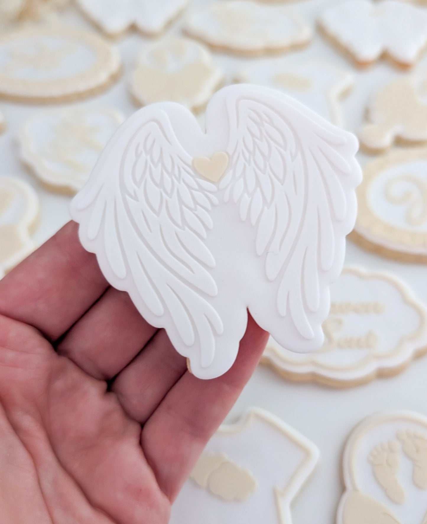 angel wings heart funeral angel baby cookie stamp cookie cutter stampandimpress