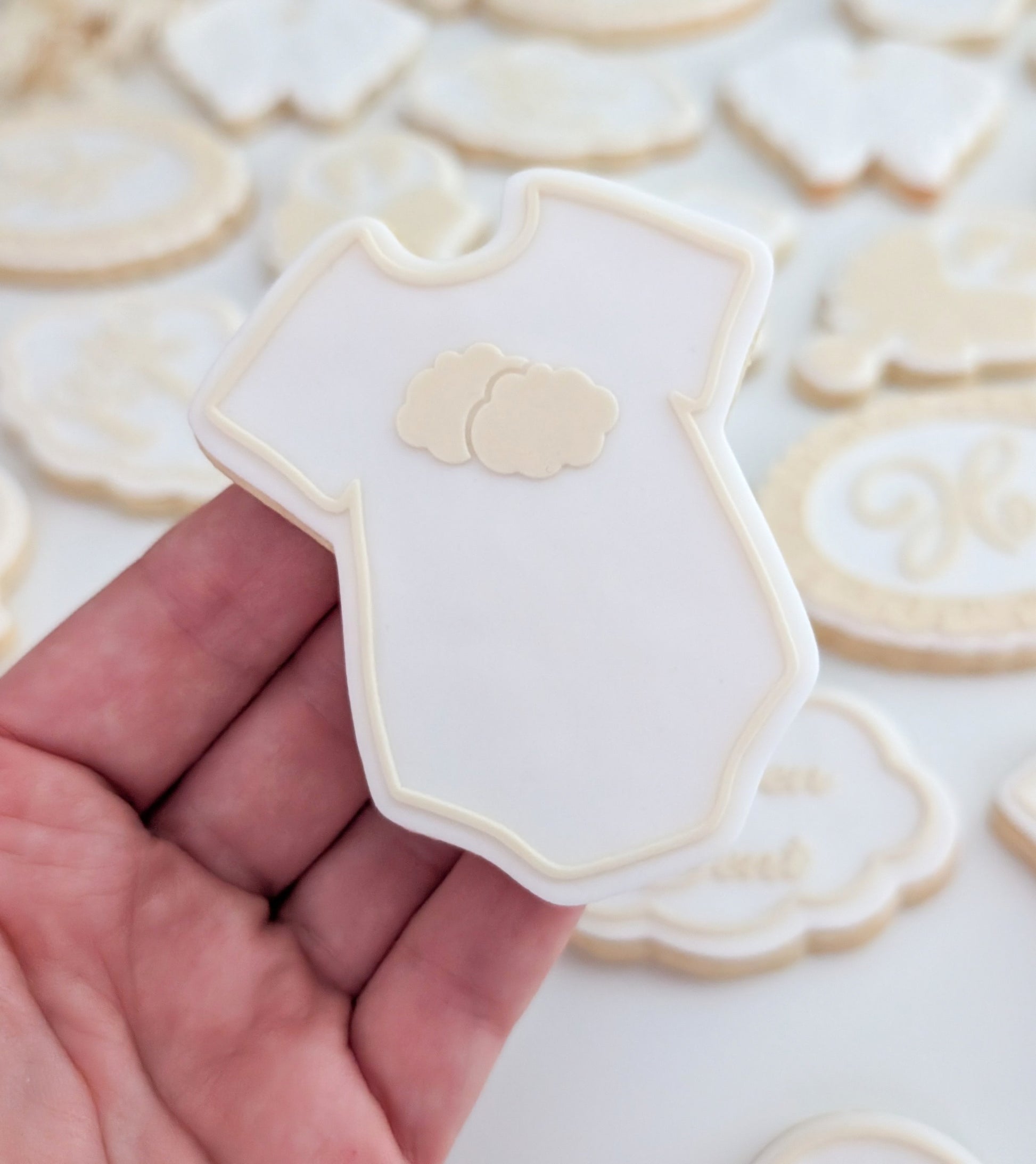 baby onesie romper cloud baby shower heaven sent angel wings cookie stamp cookie cutter stampandimpress