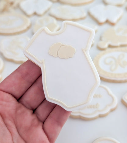 baby onesie romper cloud baby shower heaven sent angel wings cookie stamp cookie cutter stampandimpress