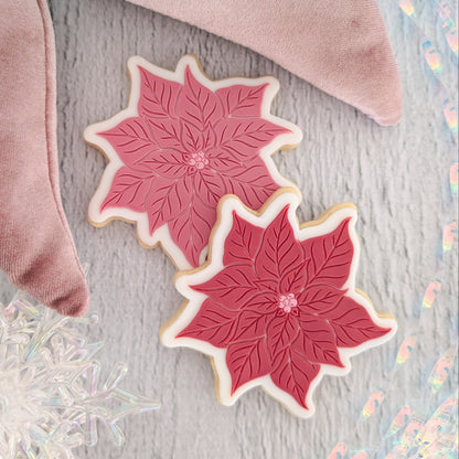 Poinsettia Flower Raised Cookie Stamp/Fondant Debosser & Cutter