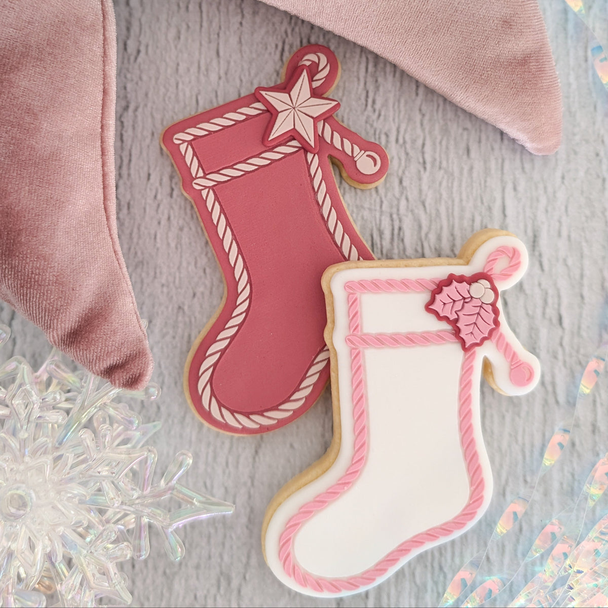 Rope Stocking Raised Cookie Stamp/Fondant Debosser & Cutter