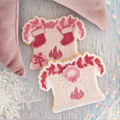 Fireplace Raised Cookie Stamp/Fondant Debosser & Cutter
