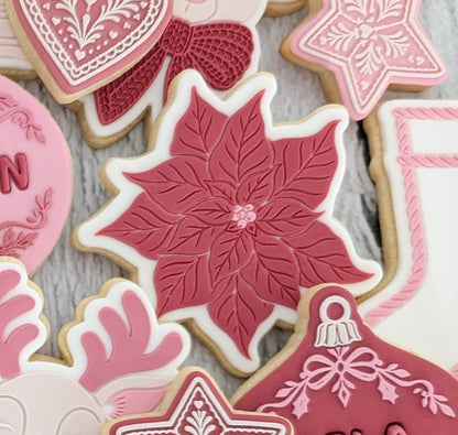 Poinsettia Flower Raised Cookie Stamp/Fondant Debosser & Cutter