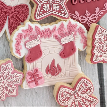 Fireplace Raised Cookie Stamp/Fondant Debosser & Cutter