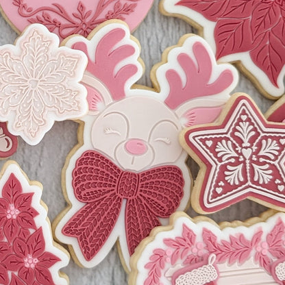 Reindeer Face with Bow Raised Cookie Stamp/Fondant Debosser & Cutter