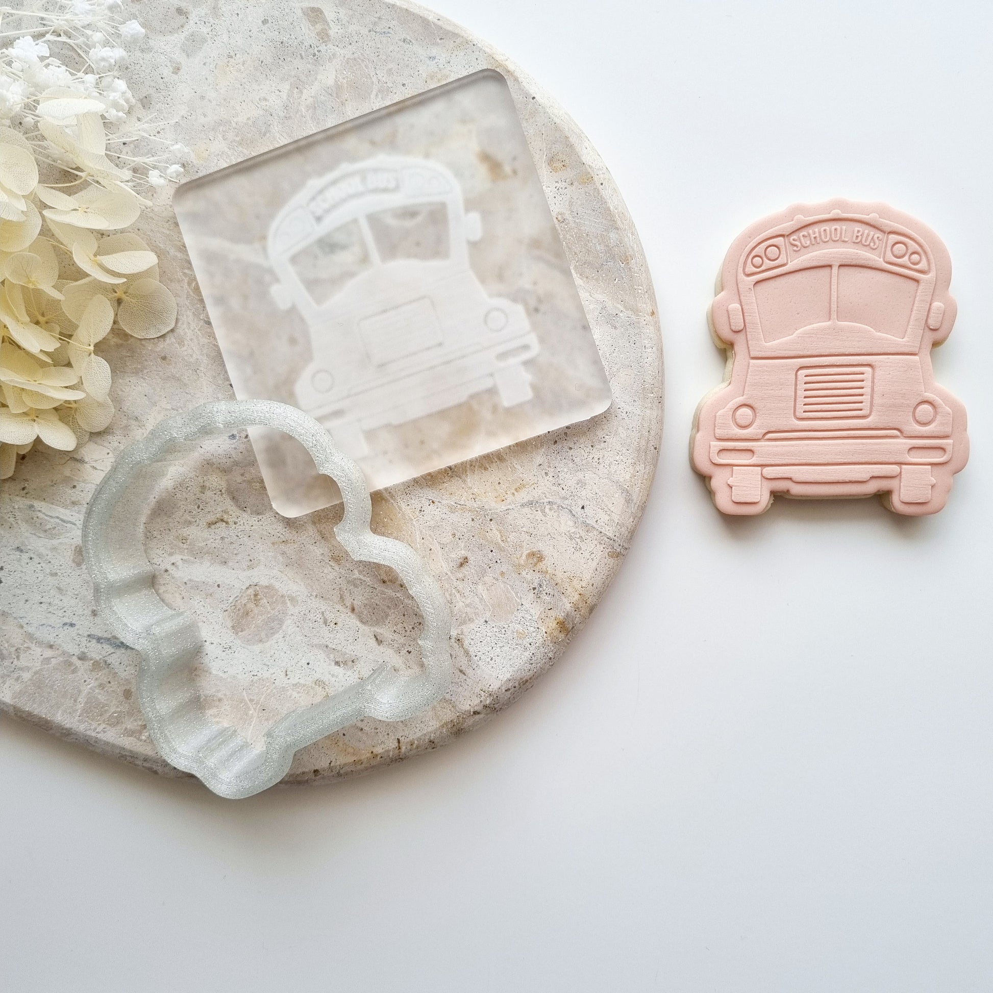 School bus teacher stampandimpress cookie stamp cookie cutter