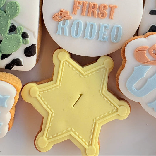 Sherrif badge rodeo cowboy cookie stamp cookie cutter stampandimpress