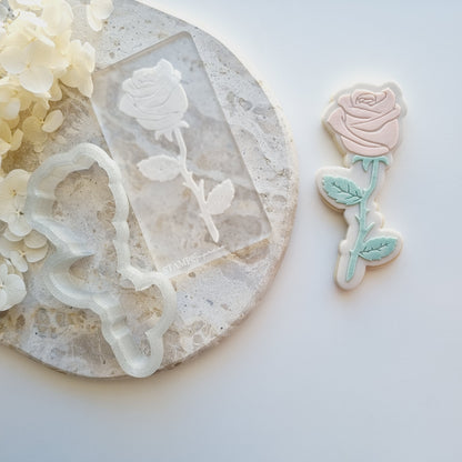 Single rose stem flower cookie stamp cookie cutter stampandimpress mothers day valentines day roses bunch of flowers