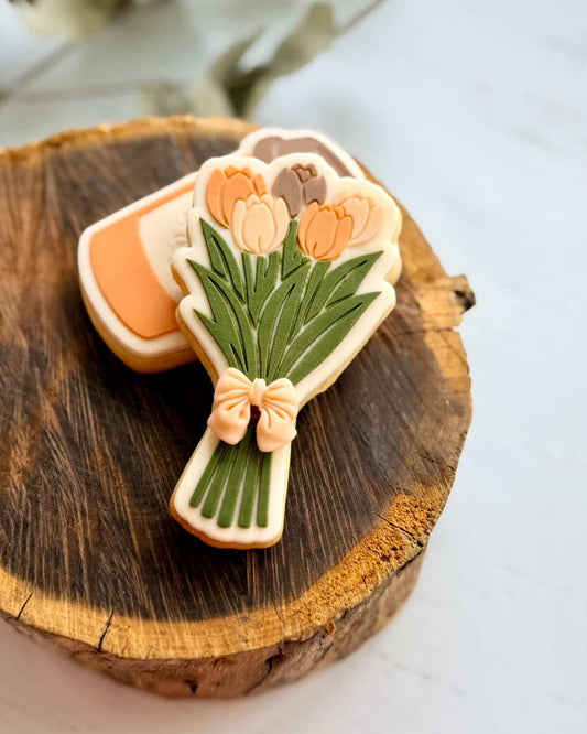 bunch of tulips cookie stamp cookie cutter stampandimpress flowers 