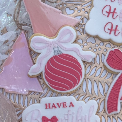 Striped Bauble Raised Cookie Stamp/Fondant Debosser & Cutter