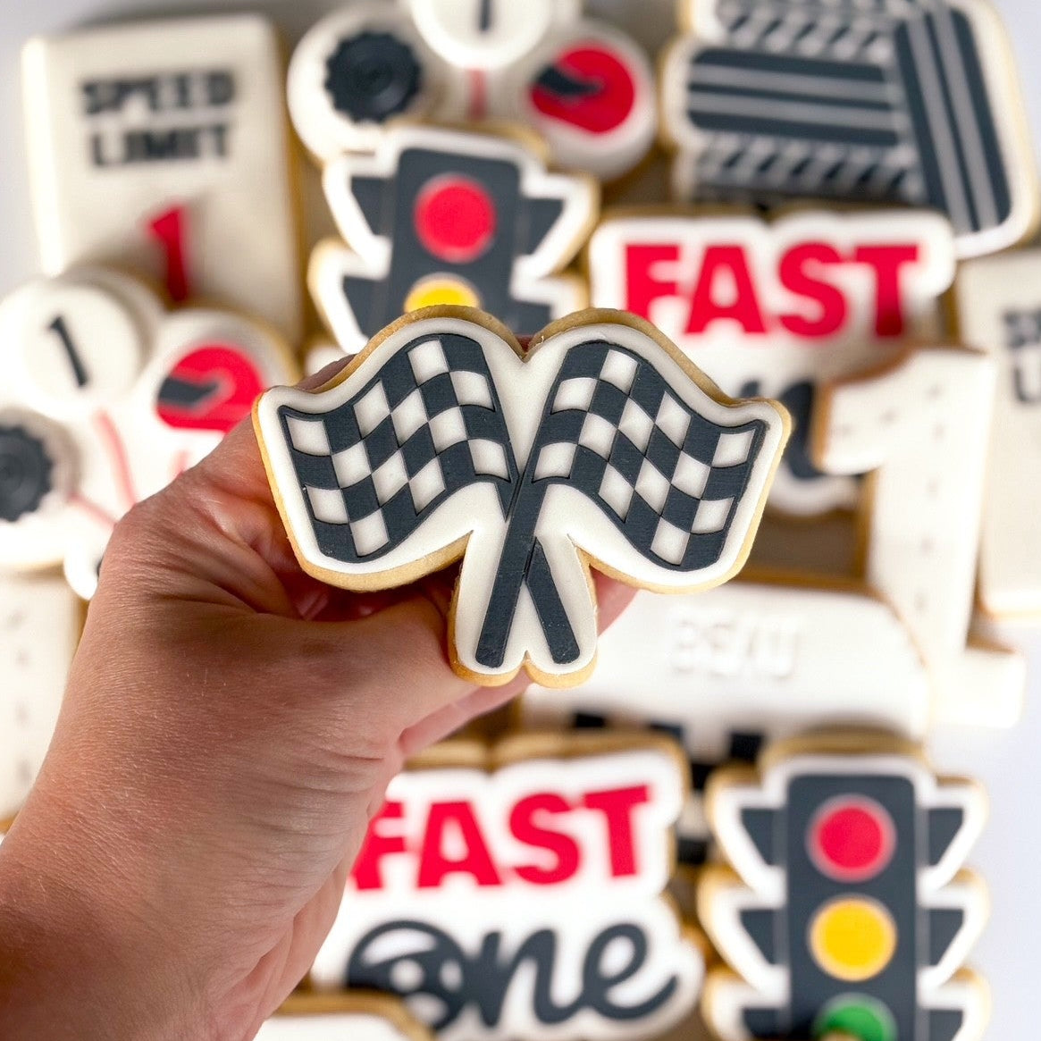 race flag racing car to fast one traffic light speed limit racing car cookie stamp cookie cutter stampandimpress