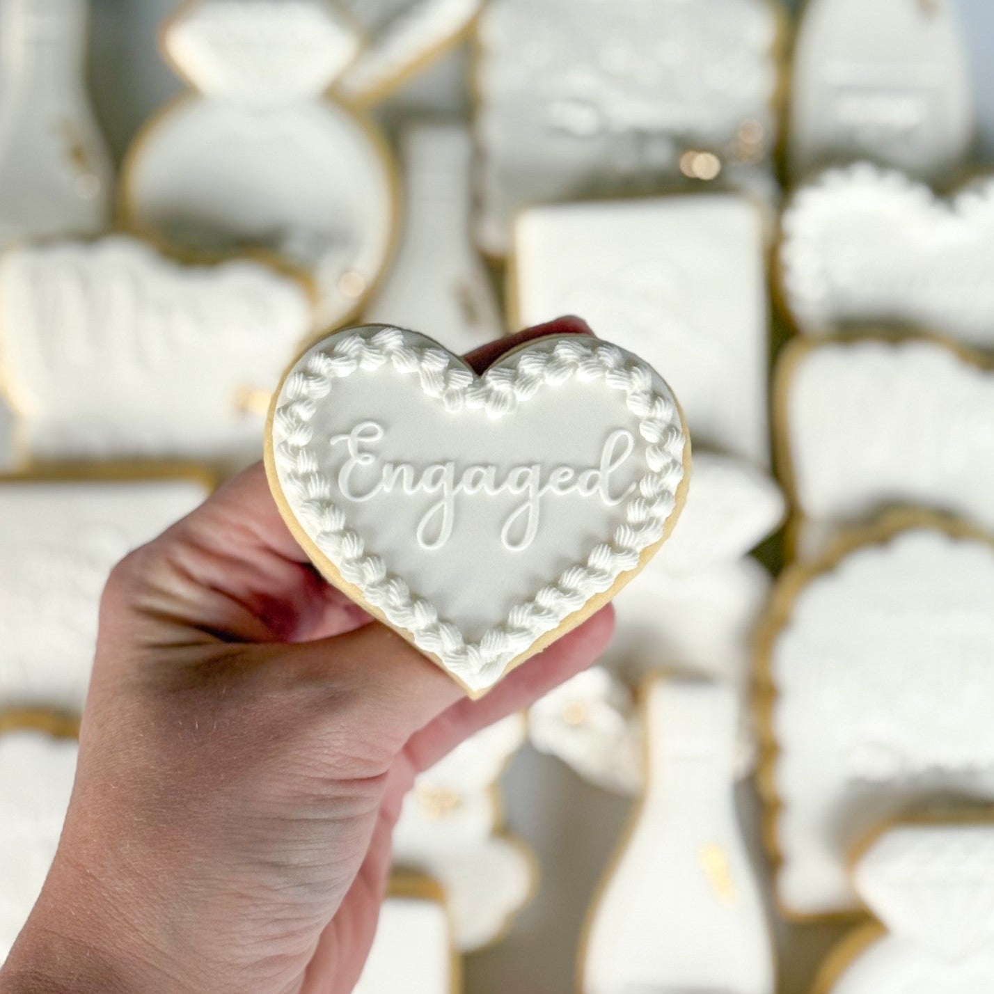 diamond ring cookie stamp cookie cutter stampandimpress wedding engagement bride and groom mr & mrs engaged future mr & mrs champagne bottle