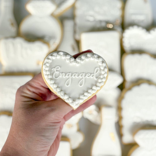 diamond ring cookie stamp cookie cutter stampandimpress wedding engagement bride and groom mr & mrs engaged future mr & mrs champagne bottle