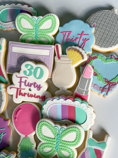 pina colada cocktail pineapple 13 going on 30 suddenly 30 drink cookie stamp cookie cutter stampandimpress wishing dust butterfly mix tape 30 flirty & thriving disco ball 