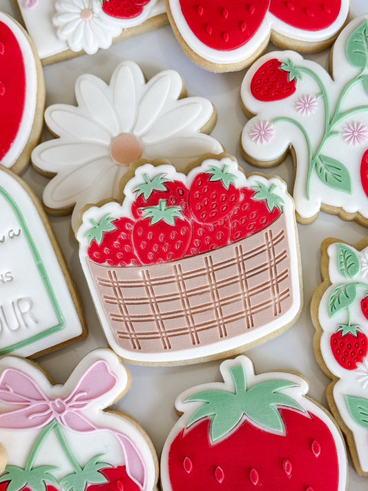 Strawberry Basket Raised Cookie Stamp/Fondant Debosser & Cutter