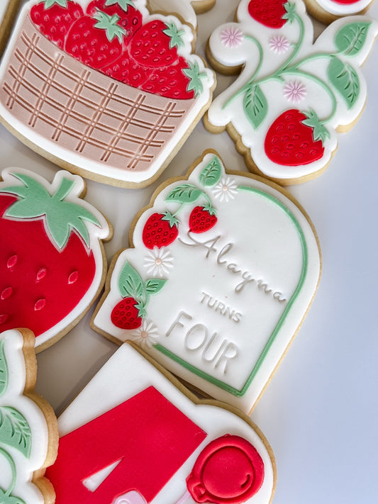 Strawberry Plaque Raised Cookie Stamp/Fondant Debosser & Cutter