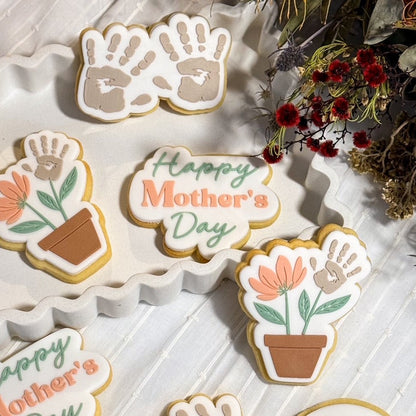 handprint pot plant happy mothers day best mum hands down hand flower cookie stamp cookie cutter stampandimpress