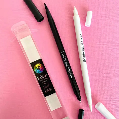 vivid edible marker pens black and white