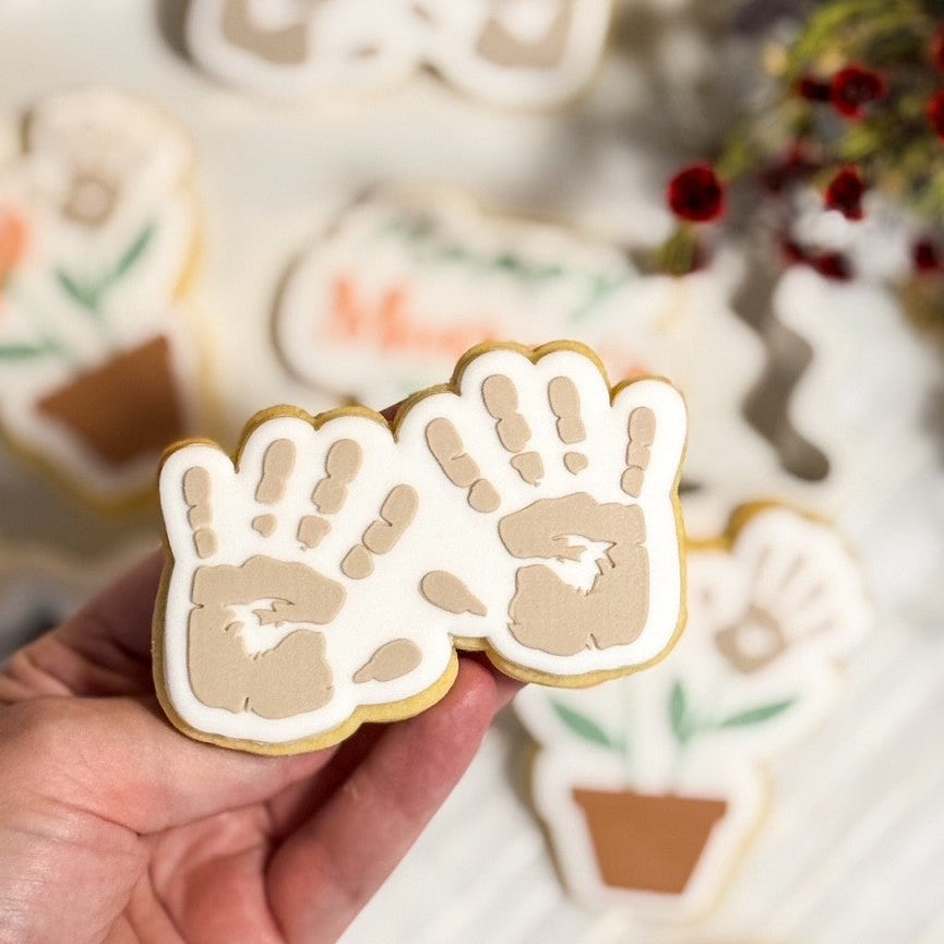handprint pot plant happy mothers day best mum hands down hand flower cookie stamp cookie cutter stampandimpress
