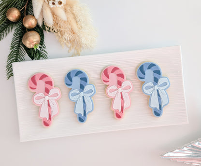 Candy Cane with Bow Raised Cookie Stamp/Debosser & Cutter