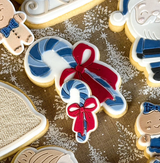 Candy Cane with Bow Raised Cookie Stamp/Debosser & Cutter