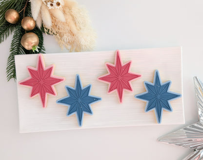 Christmas Star Raised Cookie Stamp/Debosser & Cutter