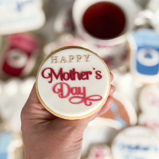 happy mothers day love you a brunch macarons coffee cup croissant with bow jam jar fondant cookie stamp cookie cutter stampandimpress