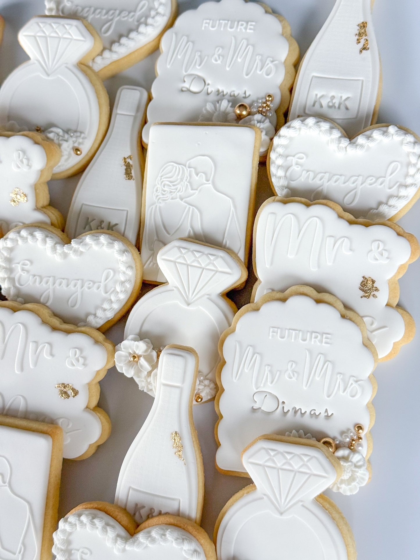 diamond ring cookie stamp cookie cutter stampandimpress wedding engagement bride and groom mr & mrs engaged future mr & mrs champagne bottle
