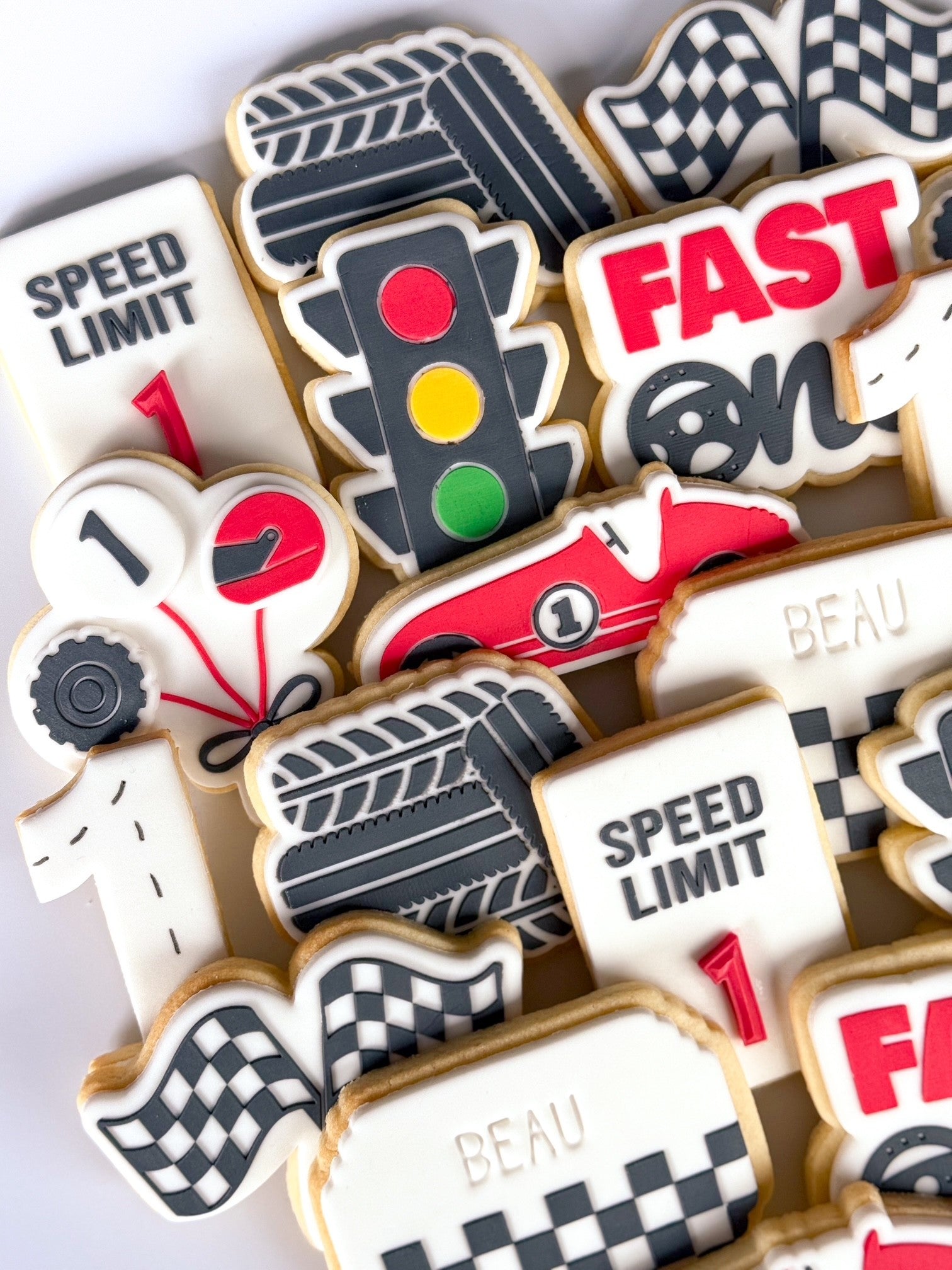 fast one two fast tyre stack race car racing flags traffic light cookie stamp cookie cutter stampandimpress speed limit