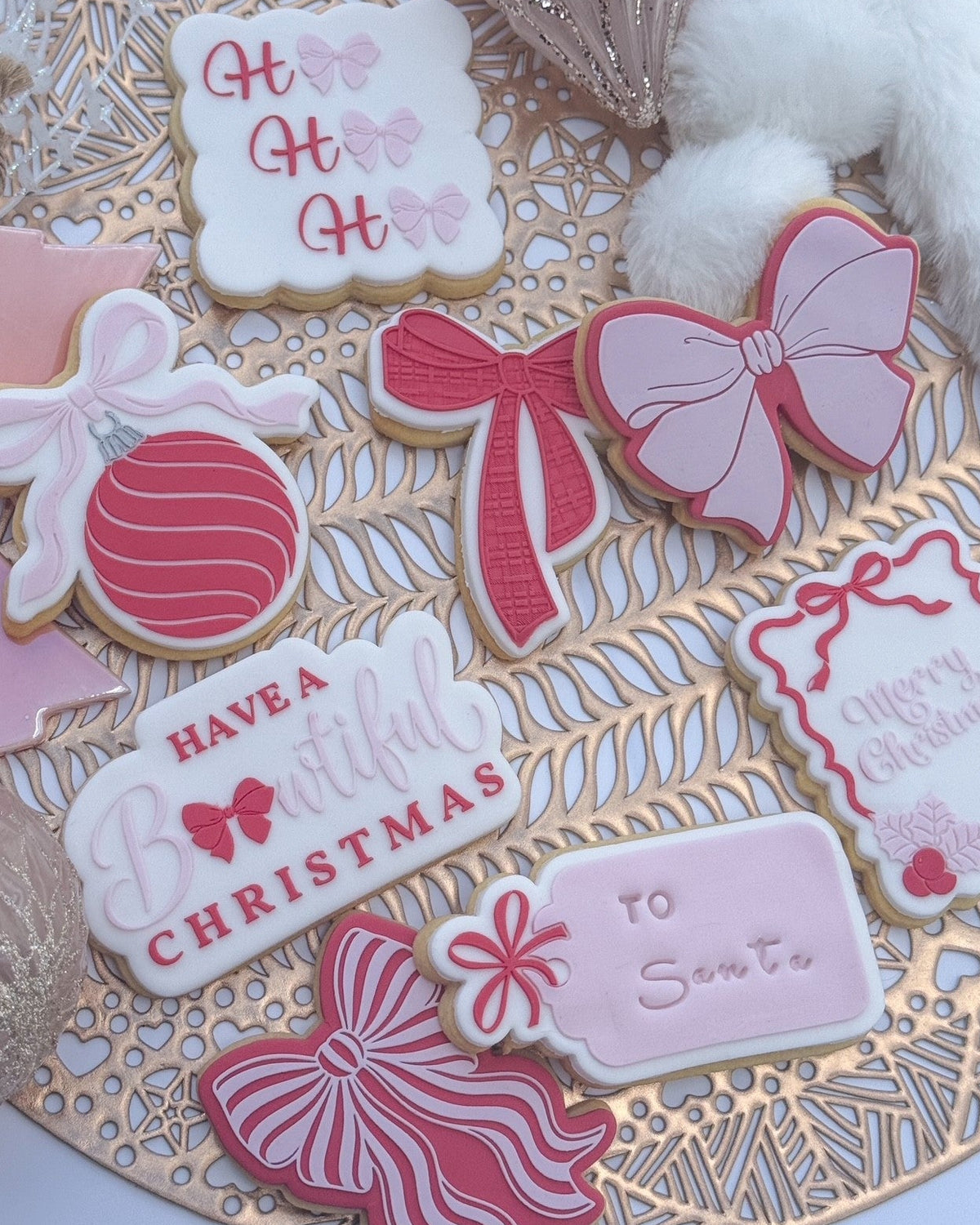 Striped Bow Raised Cookie Stamp/Fondant Debosser & Cutter