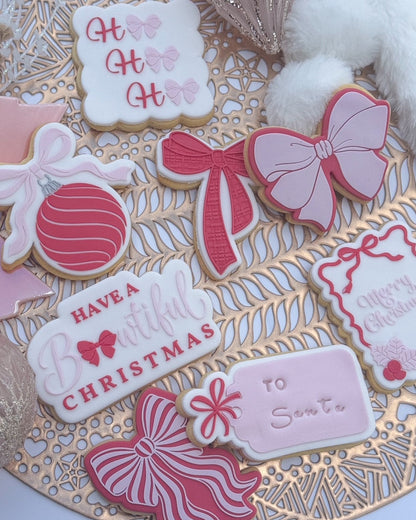 Striped Bow Raised Cookie Stamp/Fondant Debosser & Cutter