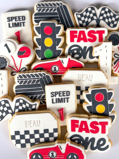 fast one two fast tyre stack race car racing flags traffic light cookie stamp cookie cutter stampandimpress speed limit