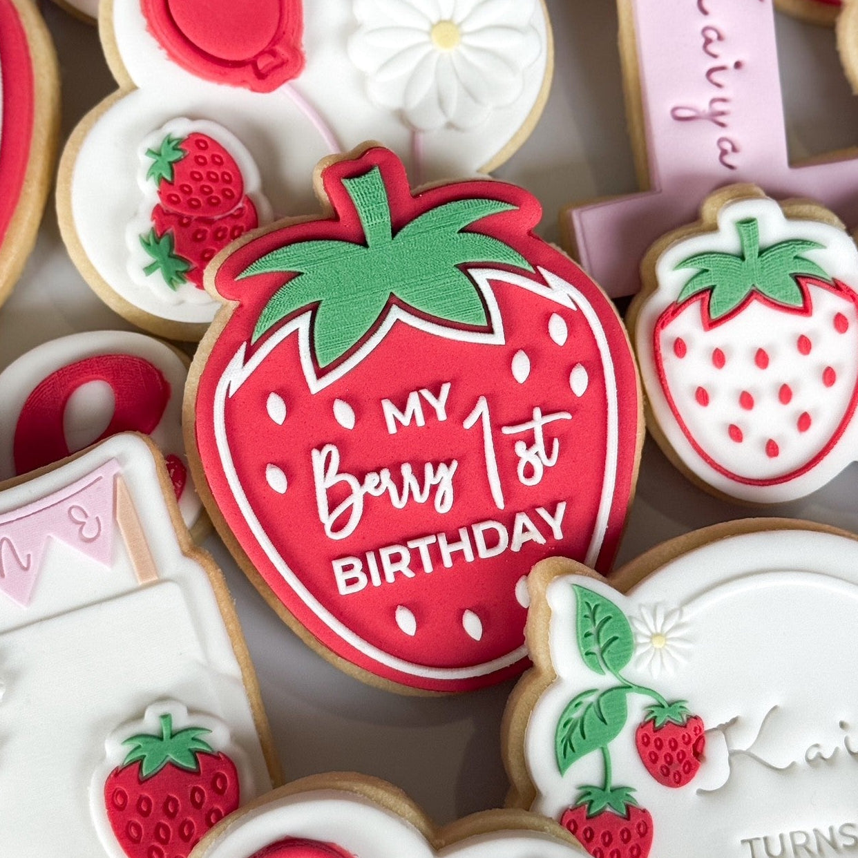 strawberry berry 1st berry one strawberry first cookie stamp cookie cutter stampandimpress