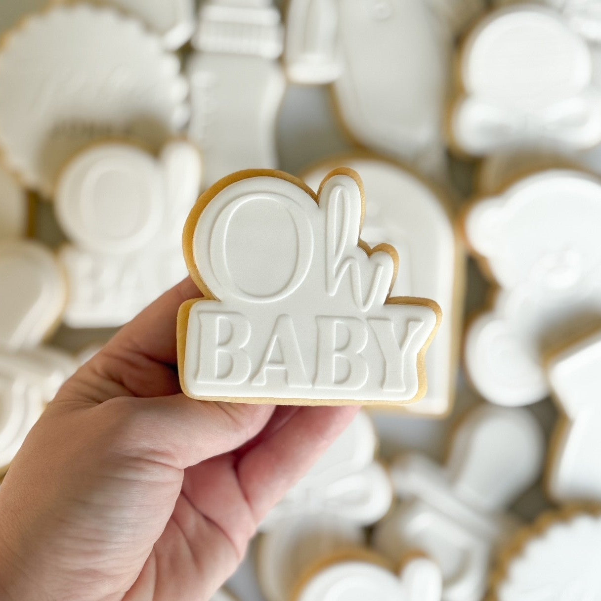 oh baby baby shower teddy bear baby bottle cookie stamp cookie cutter stampandimpress
