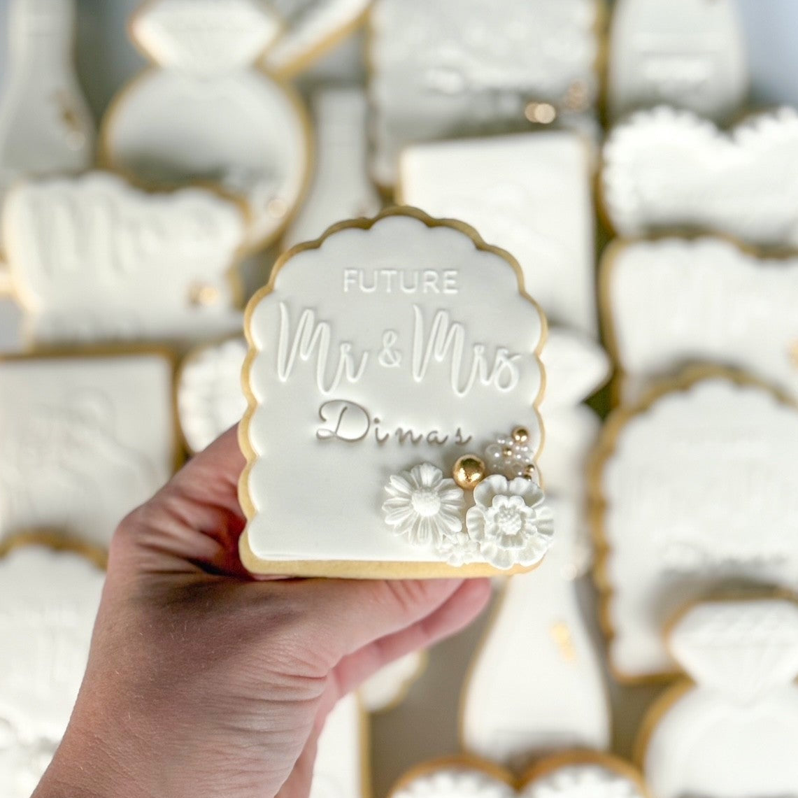 diamond ring cookie stamp cookie cutter stampandimpress wedding engagement bride and groom mr & mrs engaged future mr & mrs champagne bottle